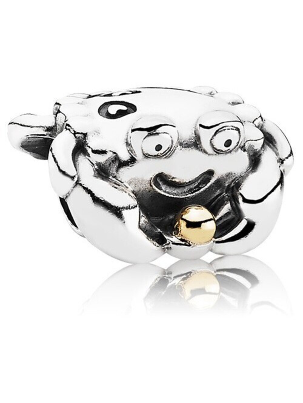 HAPPY CRAB CHARM RETIRED STERLING SILVER WITH 14K GOLD HAPPY CRAB USED